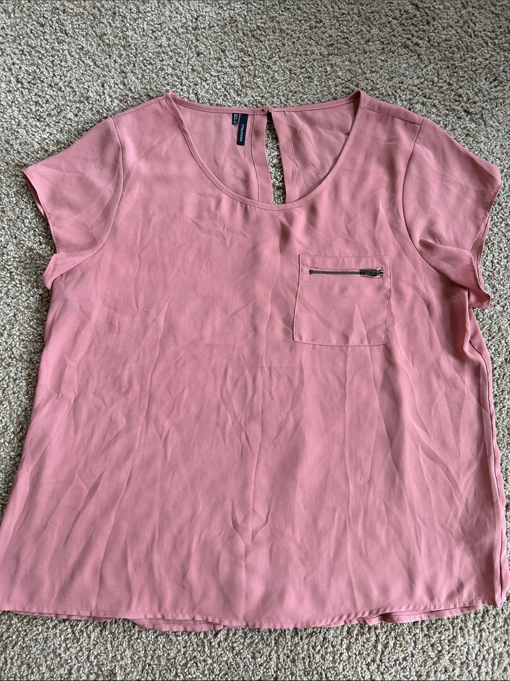 Maurices Rose Pink Short-Sleeve Blouse with Zip Pocket